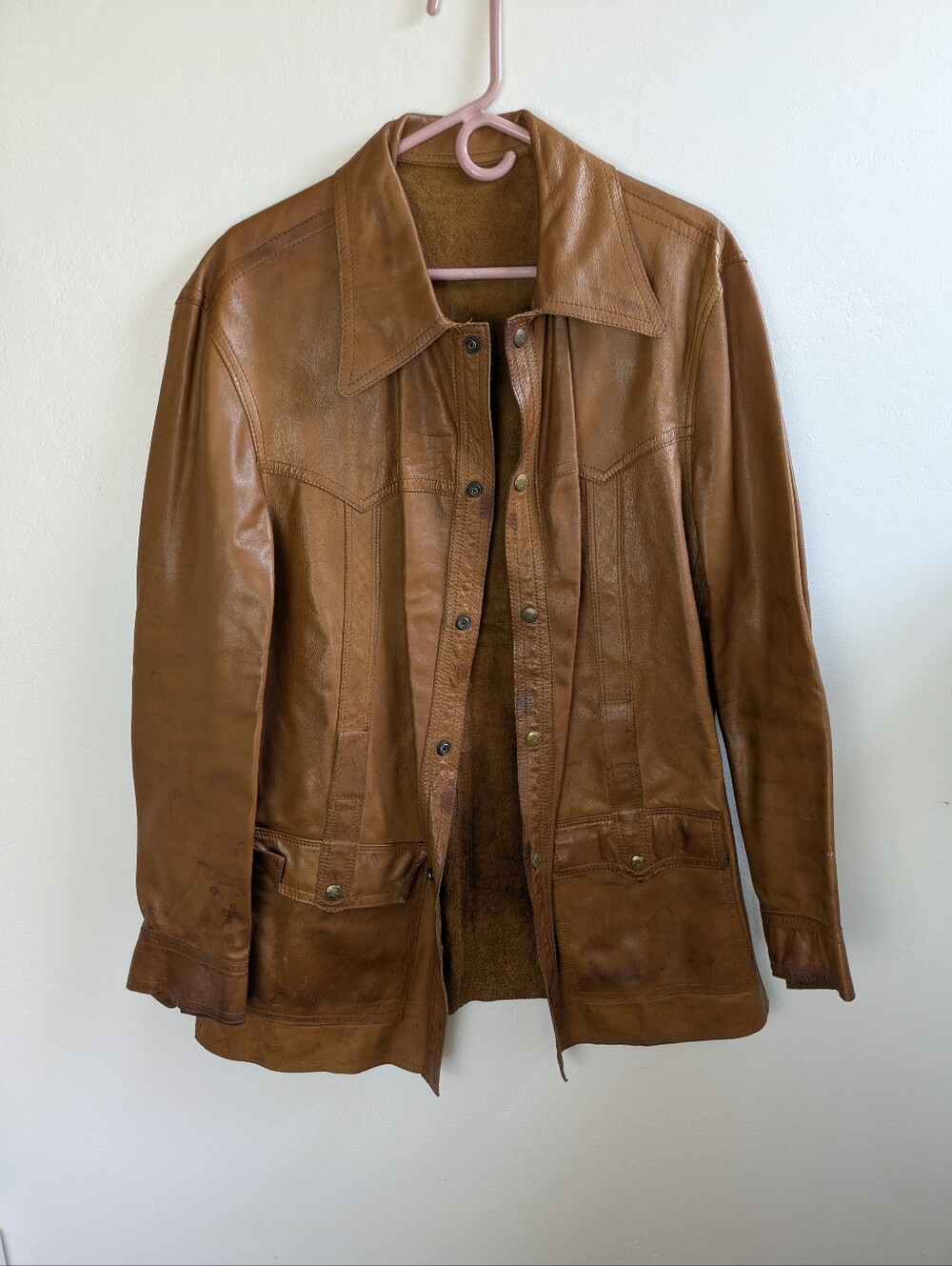 Vintage Brown Leather Jacket Size 46